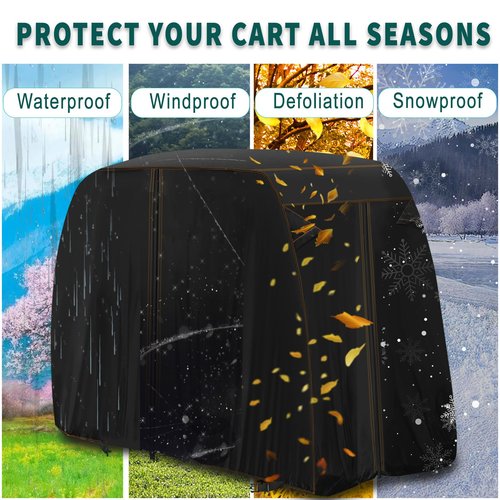 QYMOTO 115" Long 2 & 4 Passenger Golf Cart Cover XL Compatible with Club Car Cover Precedent EZGO Yamaha Outdoor Indoor Winter Storage Heavy Duty All Weather Full Protection Waterproof Windproof