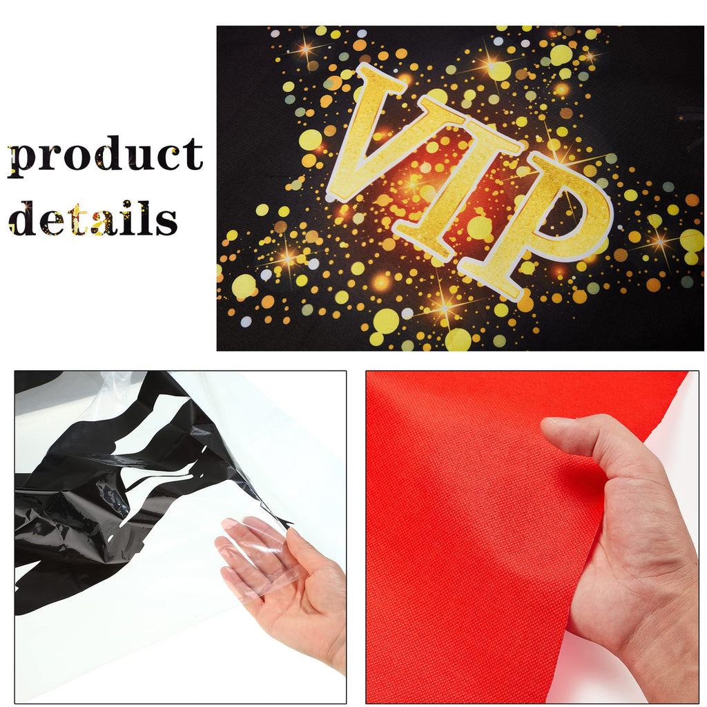 Timtin VIP Entrance Banner Photography Backdrop with Red Carpet Runner, Paparazzi Props, 2.6 x 15 ft Rug, Double-Sided Tape for Party Decorations and Movie Theme Events