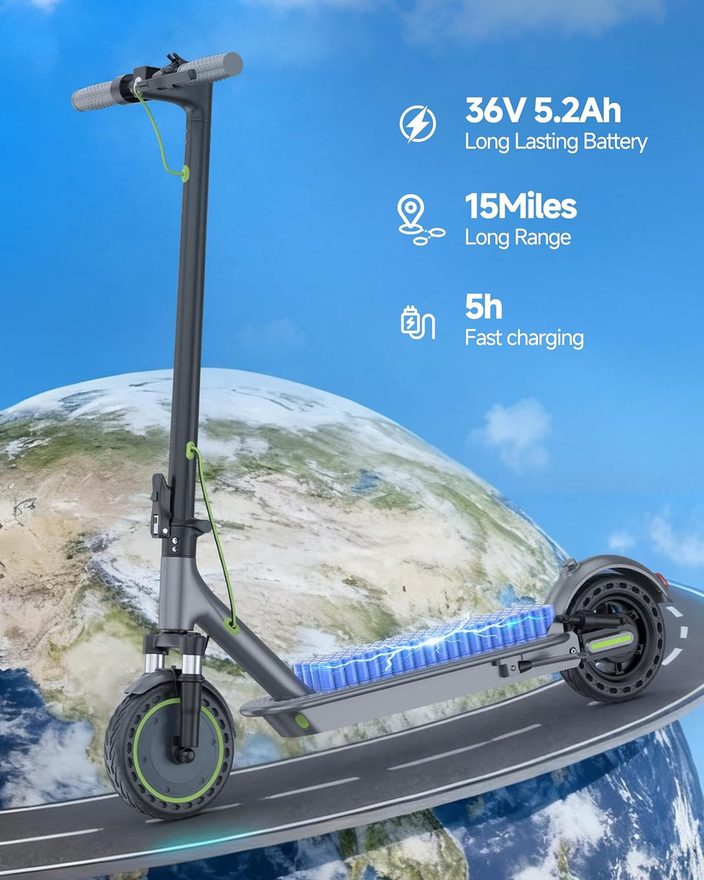 Roinside Electric Scooter - High-Speed Commuting with 350W/500W Motor | 8.5"/10"/14" Solid Tires, Long-Range Up to 24 Miles
