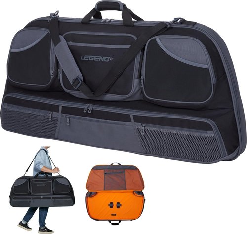 Legend Numa Premium Compound Bow Case - Durable Soft Archery Case with Foam Padding & Cam Protector - Black/Gray