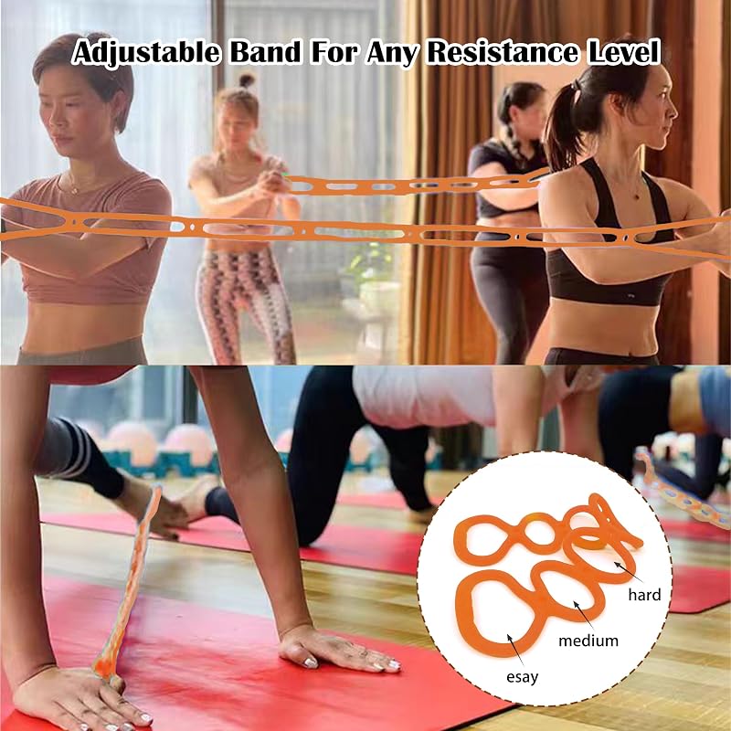 Orange 7-Loop Adjustable Resistance Band Set for Home Workouts – Non-Slip Rubber, Full-Body Fitness