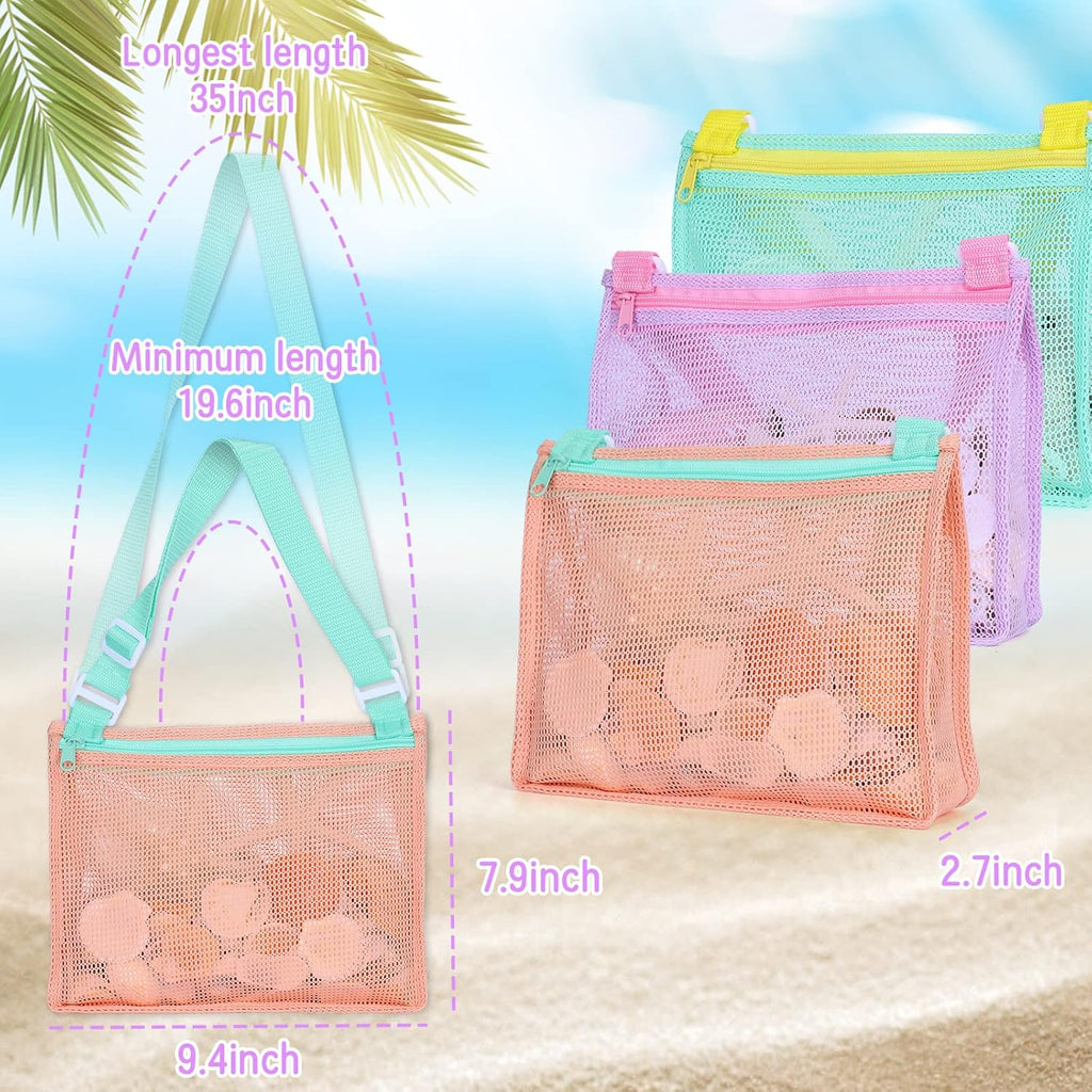 Tagitary Beach Toy Bag - Mesh Shell Collecting Bag for Kids | Set of 3 Swimming Accessories