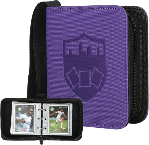 GERMUN Mini Card Binder - 80 Pocket Trading Card Collection Album with 40 Double-Sided Sleeves | Purple