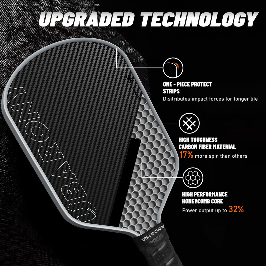 Pickleball Paddle, Carbon Fiber Pickleball Paddle | 16MM Thick Face with Cushion Grip, Enhanced Spin Control & Power - Pickle Ball Rackets for Adults, Indoor/Outdoor