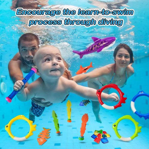 Jasonwell Pool Diving Toys - 31 PCS Fun Swimming Pool Games for Kids & Teens | Dive Rings, Sticks & Treasures