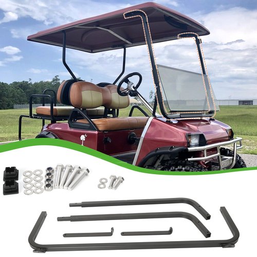 10L0L Golf Cart Front Roof Strut Brackets for Club Car DS (84-99) with Steel Screw Bushings Repair Kit, Heavy Duty Strut Support Reinforcement Repair