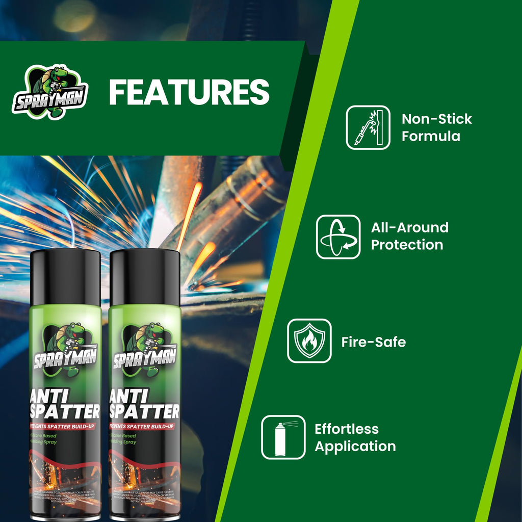 Sprayman Anti Spatter Welding Spray - (1x12.3 oz) Welding Anti-Adhesion Protection for Nozzles & Torches, Suitable for TIG and MIG, Prevents Weld Splatter, Non-Flammable After Use | 1 Pack
