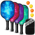 Pickleball Paddles Set of 2 or 4, USAPA Approved Pickleball Paddles Set with 4 Pickleball Balls and Pickleball Carry Bag, Fiberglass Pickle Ball Rackets 2 Pack for Beginners(4colors)