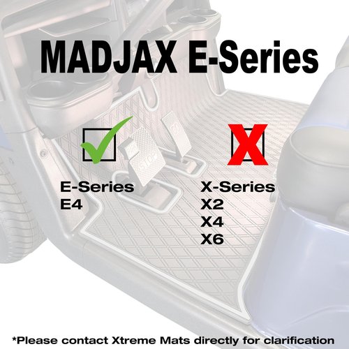 Xtreme Mats Rubber MadJax E Series Compatible Rear Seat Kit Foot Rest Mat Full Coverage Floor Mat for Golf Carts (All Black)