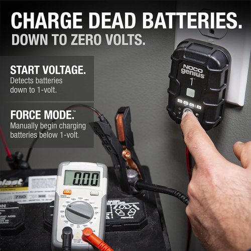 NOCO GENIUS1 Smart Battery Charger - 1A 6V/12V Automatic Maintainer & Desulfator | Overcharge Protection & Temperature Compensation
