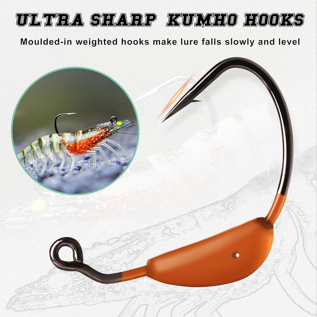 TRUSCEND Easy Catch Pre-Rigged Soft Fishing Lures, Super Durable TPE Swimbaits for More Bite, Well-Made Premium Fishing Gifts for Bass Crappie Trout Walleye, Saltwater Freshwater Baits Keep Separately