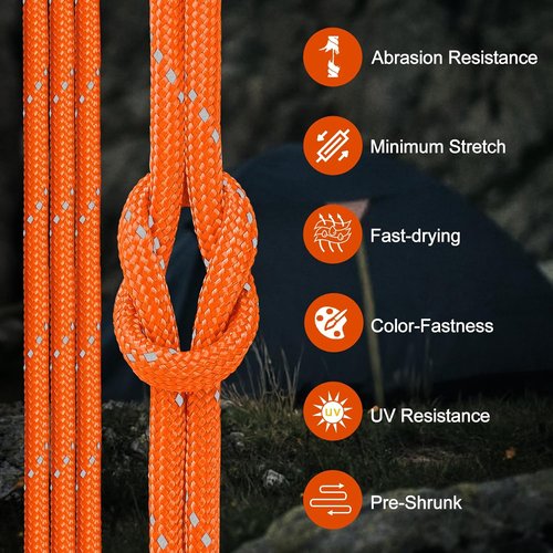 **Reflective Paracord Rope - 850lb Heavy-Duty 11 Strand Cord for Camping & Survival | 100ft Orange**