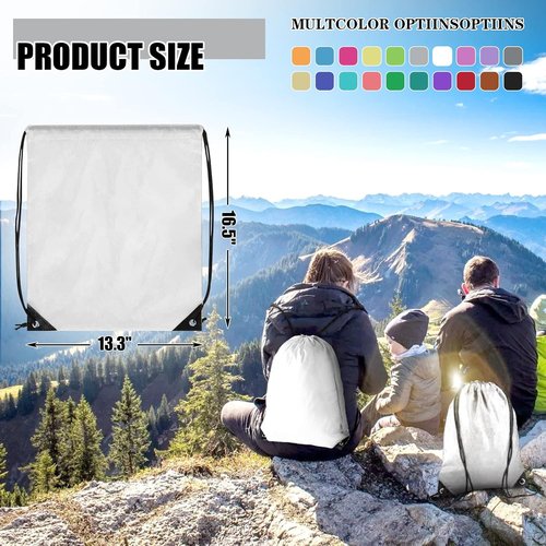Grneric Drawstring Backpack - 60 Pack Cinch Sack for Gym, Parties & Trips | White