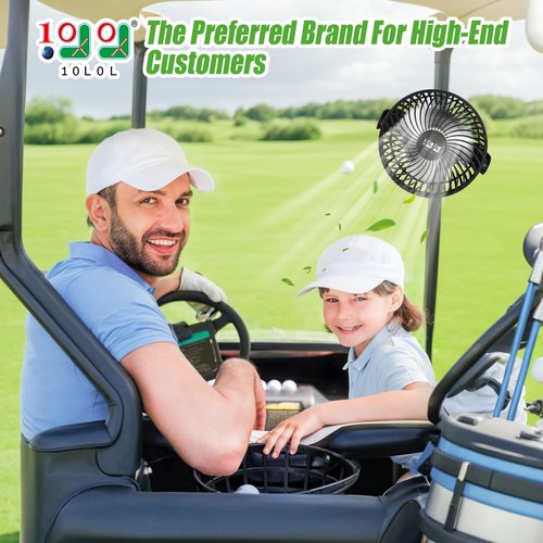 10L0L Usb Golf Cart Fan - Magnetic Mount,rechargeable,56H Battery,Silent 360° Adjustable,For Golf & RV