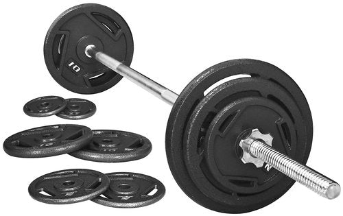 Fitvids Signature Fitness Cast Iron Standard Weight Plates Including 5FT Standard Barbell with Star Locks – 45-Pound Set (35 Pounds Plates + 10 Pounds Barbell) – nan – Black