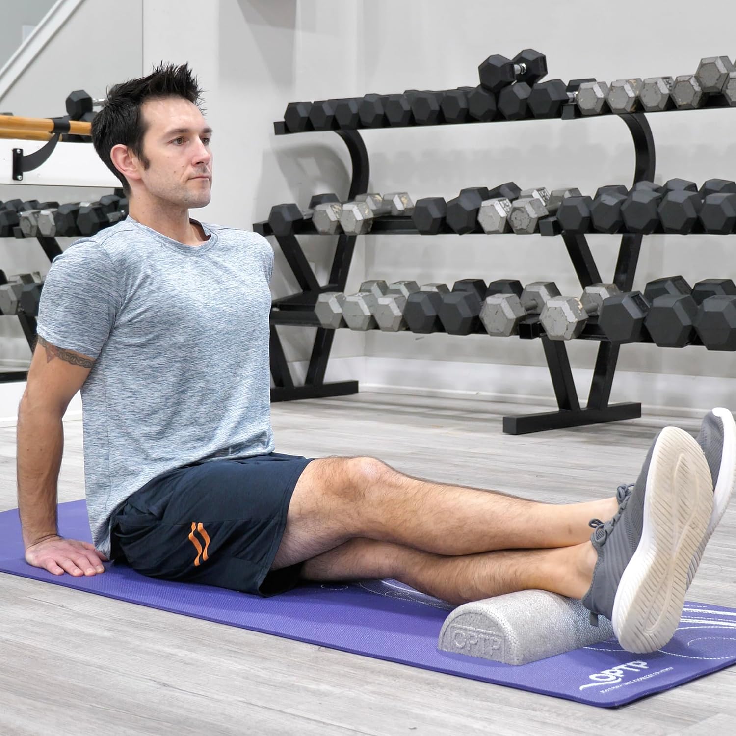 OPTP Silver AXIS Foam Roller - Moderate Density for Myofascial Release | 12" x 3" Half-Round for Therapy & Yoga
