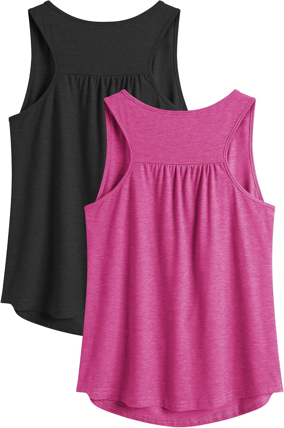 PINSPARK Racerback Workout Tops for Women - Lightweight Sleeveless Athletic Gym Tanks, 2 Pack S-3XL