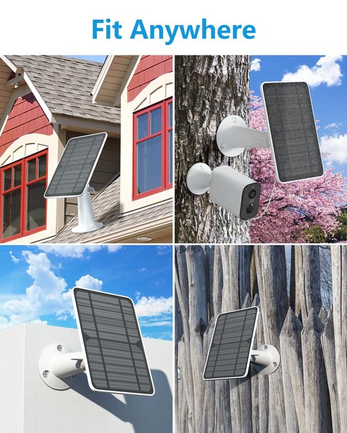 Solar Panel Charger Compatible with Eufycam 3/3C/2C/2C Pro/E40/E20/2/2 Pro/E/L20/L40/Solo/SoloCam Spotlight, 5W Solar Panel for Eufy Camera, Micro USB & USB-C Port, 9.8ft Cable, P65 Waterproof, 2 Pack