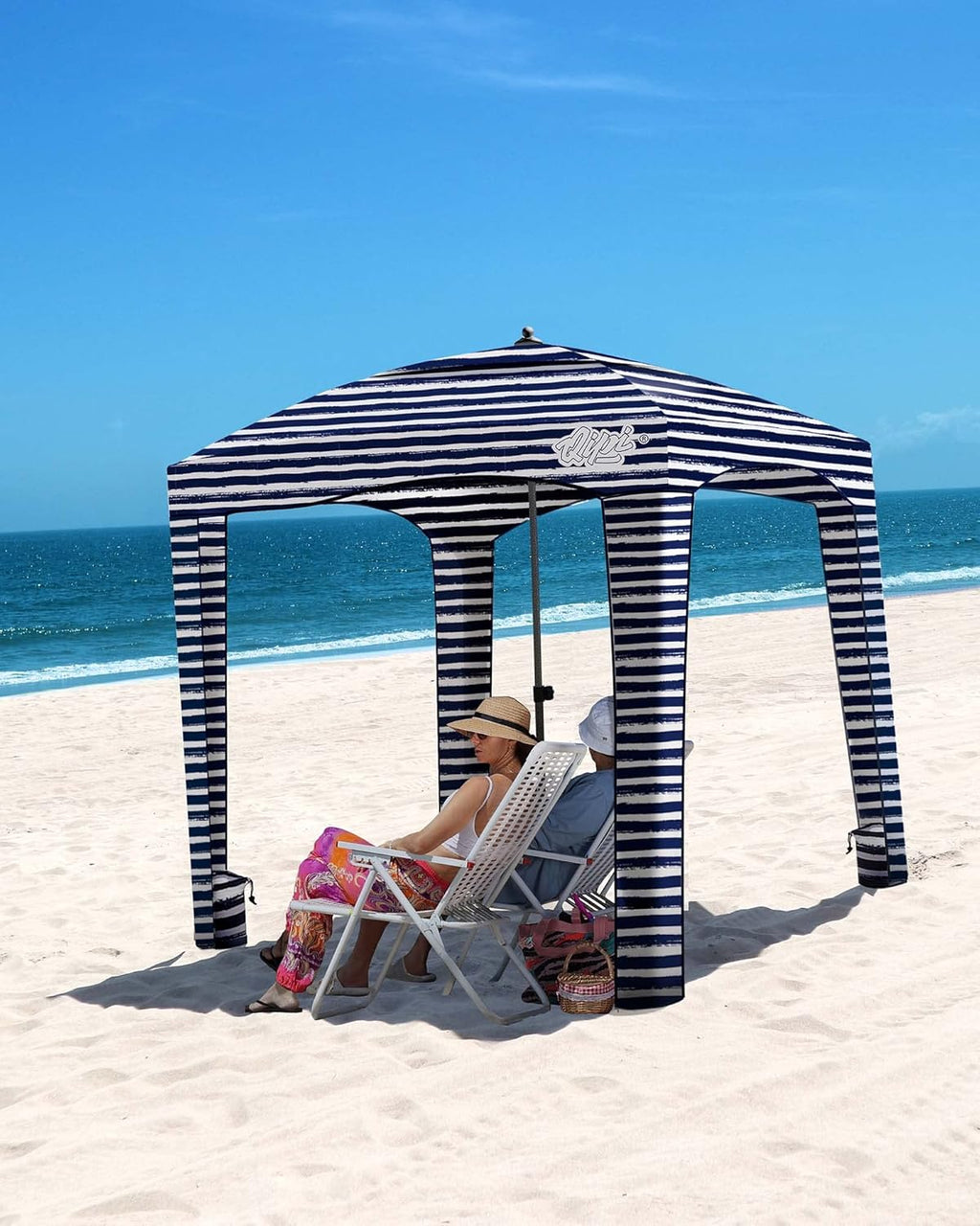 Qipi Beach Cabana - Portable 6' x 6' Waterproof Canopy with UPF 50+ UV Protection | Easy Setup Shade for Family & Friends