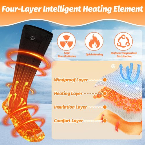 2 Pack Heated Socks for Men Women, APP Control Rechargeable Electric Heated Socks for Up to 10 Hours Electric Socks with 4 Heat Settings Foot Warmers for Winter,Skiing,Hunting,Hiking,Outdoor Work