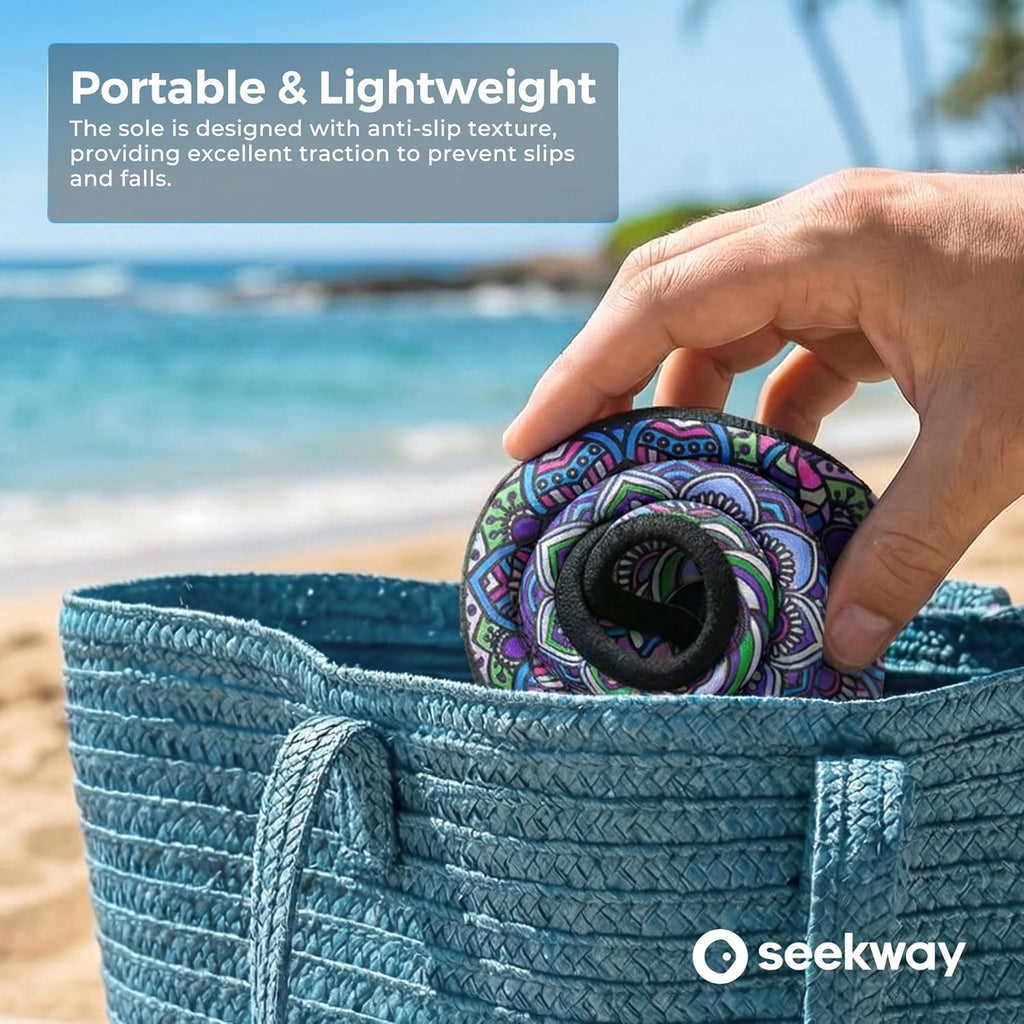 SEEKWAY Water Shoes - Quick-Dry Aqua Socks for Men & Women | Non-Slip Barefoot Design - Black