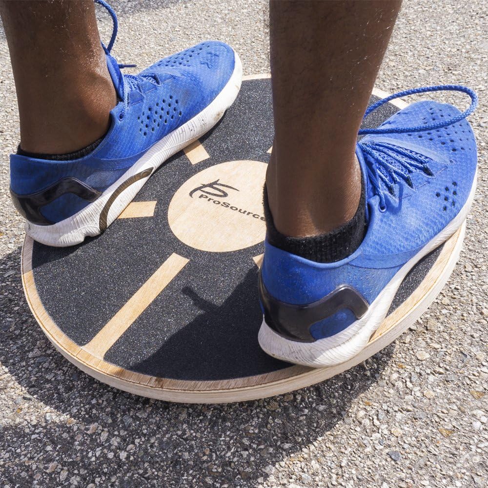 ProsourceFit Wooden Balance Board - Non-Slip Wobble Trainer for Stability | 15.75in Diameter, 360° Rotation