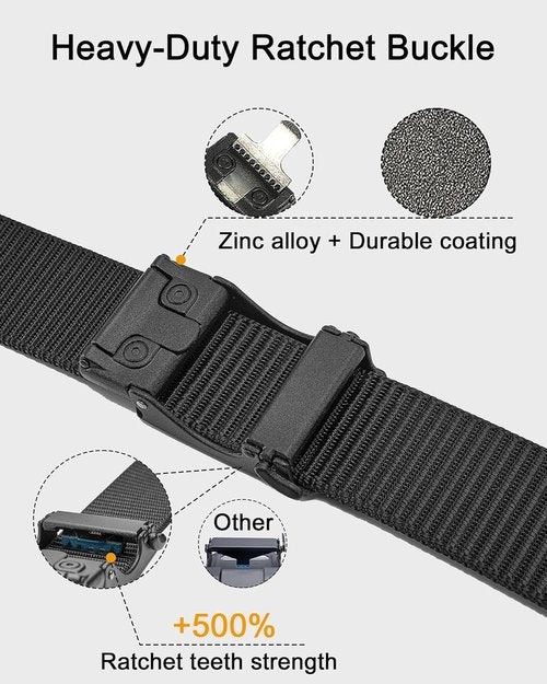 EZL Tactical Belt for Men - 1.5" Adjustable Nylon Web Duty Belt with Automatic Slide Buckle