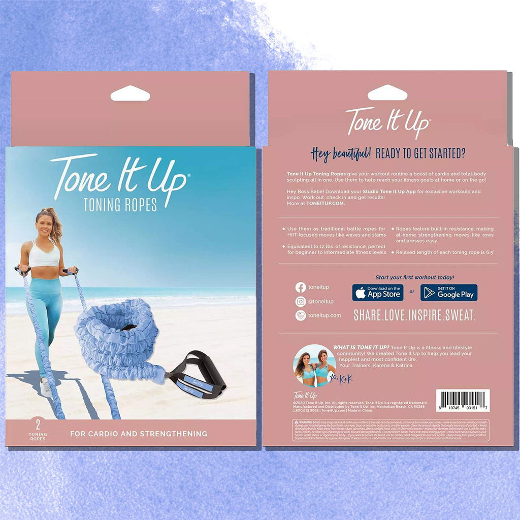 Tone It Up Toning Ropes I Bungee Bands for Arm Strength Training & Full Body Cardio Home Workouts, Travel Resistance Bands