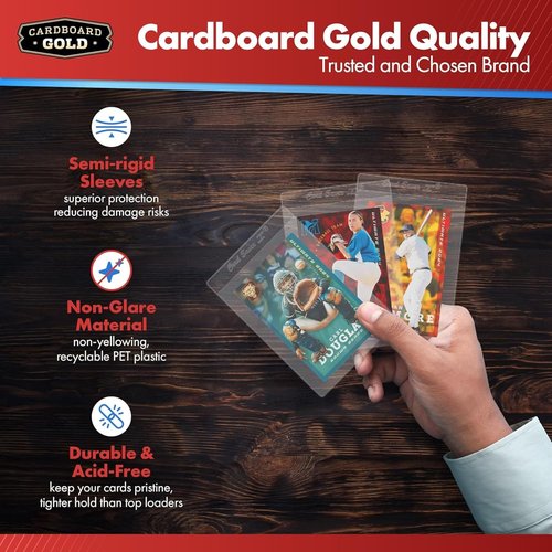 Cardboard Gold Card Saver 1 | 1000 Count Semi-Rigid Trading Card Protectors - PSA-Approved for Baseball & Sports Cards