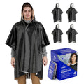 Wallaby 4-Pack Emergency Mylar Ponchos – Universal Fit Thermal Poncho with 90%+ Heat Retention, Lightweight Rain, Cold, Heat, Emergency Protection + Free Survival Guide (Matte Black)
