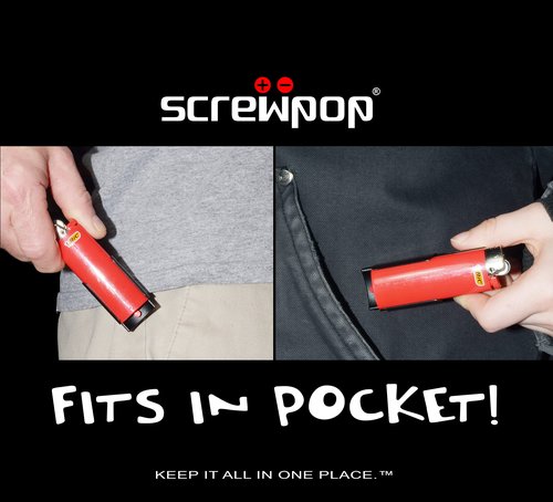 Screwpop Hit Kit Compact Standard BIC Lighter Holder and Personal Stash Space-Grade Aluminum Anodized Black (Lighter Not Included)