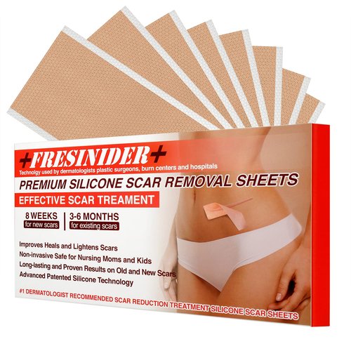FRESINIDER Silicone Scar Sheets - Extra-Large 5.9"x2.4" for Enhanced Coverage | Pack of 8 for Effective Scar Treatment