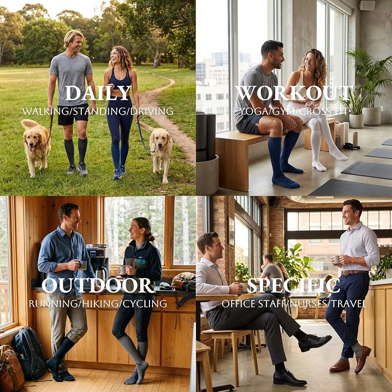 Musesox Compression Socks for Men & Women 15-20 mmHg - 3 Pairs (B01-3black+X-Large)