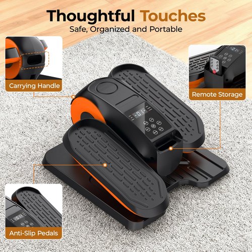 HTM Under Desk Elliptical Machine - Electric Elliptical Exerciser for Seniors, Pedal Exerciser 12 Speeds Portable Seated Pedal Exerciser with Remote Control Home Workout Exercise Equipment