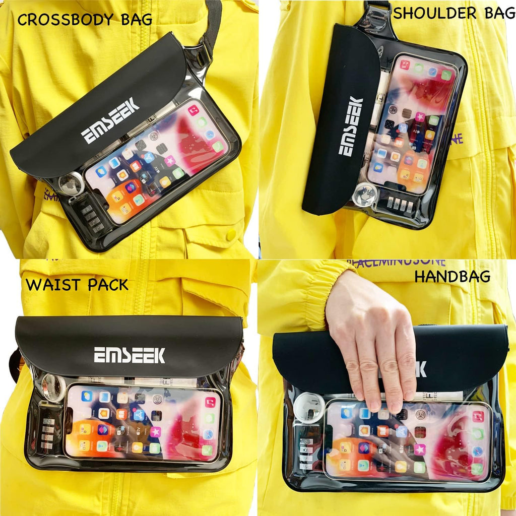 Skiennix Waterproof Waist Pouch - Dry Belt Bag Fanny Pack for Keys, Wallet & Phone | Ideal for Swimming & Surfing (Black)