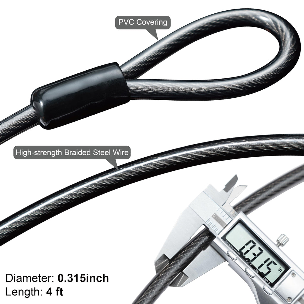 Via Velo Bike U-Lock with Cable, Heavy Duty Anti-Theft Bicycle U Locks with 8mm Braided Steel and 3 Keys, 4ft Length Security Cable for Bike, Scooter Mountain Road Bike