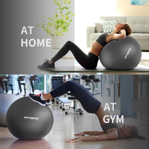 FITMIND Extra Thick Yoga Ball - Anti-Burst Stability Ball for Workout & Pregnancy | 22in/26in/30in with Pump