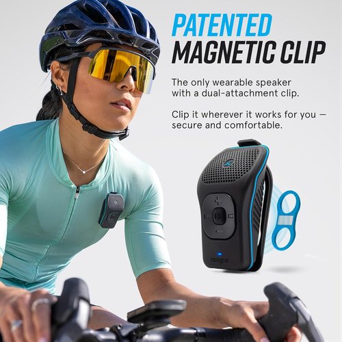 Noxgear 39g Wearable Bluetooth Speaker - Magnetic Mini Clip-On, Waterproof, 15 Hours Playtime | 100ft Range, Built-In Microphone