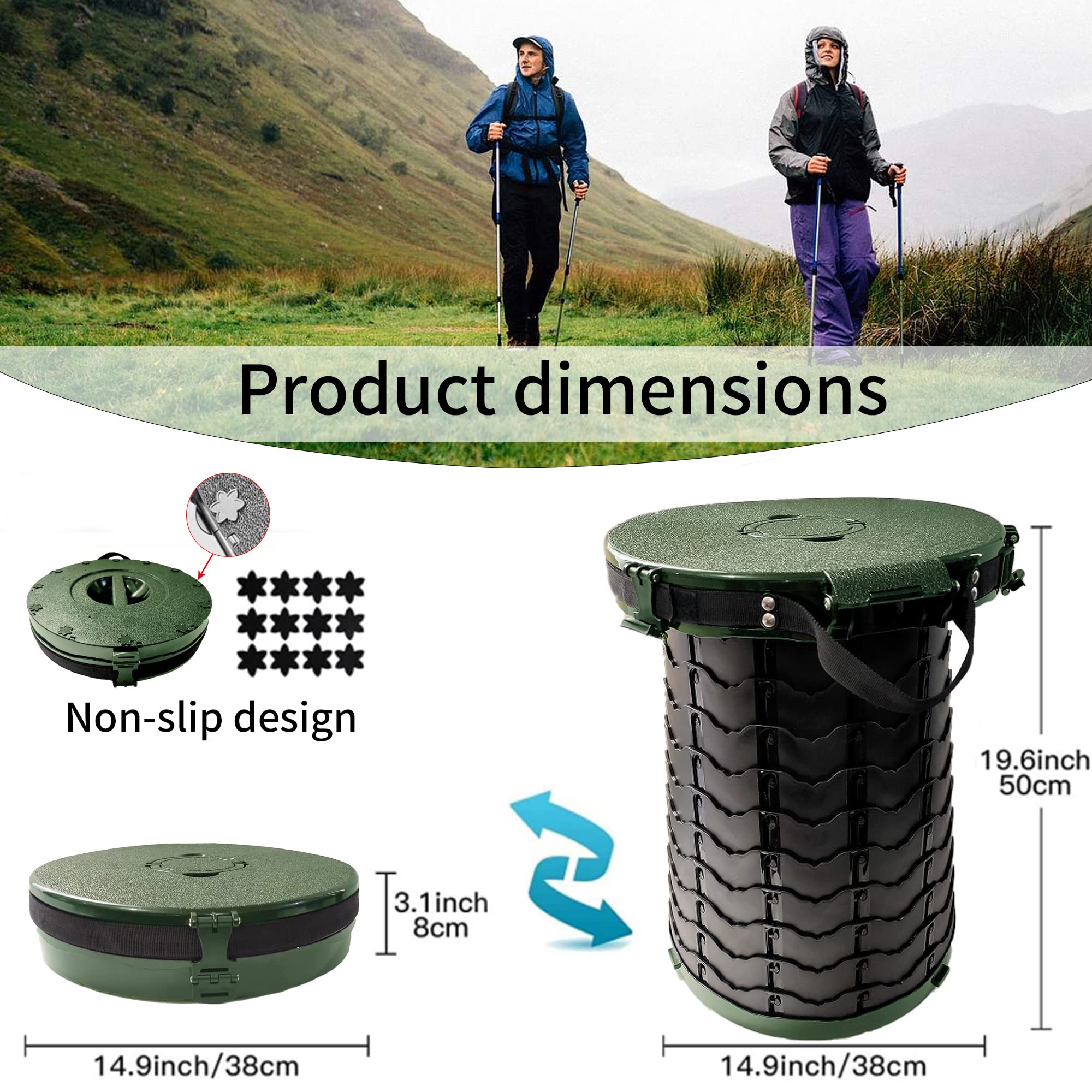 XXL Portable Toilet for Camping,19.7"H Adjustable Folding Toilet with Lid,Carry Bag,Capacity 880lbs,Retractable Portable Potty for Camping,Hiking,Travel,Car,Boat,Tent