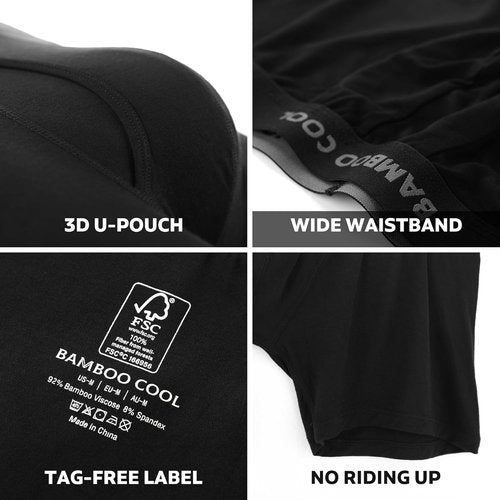 BAMBOO COOL Men's Ultra Breathable Boxer Briefs - No Riding Up Design with Comfort Waistband | Multipack