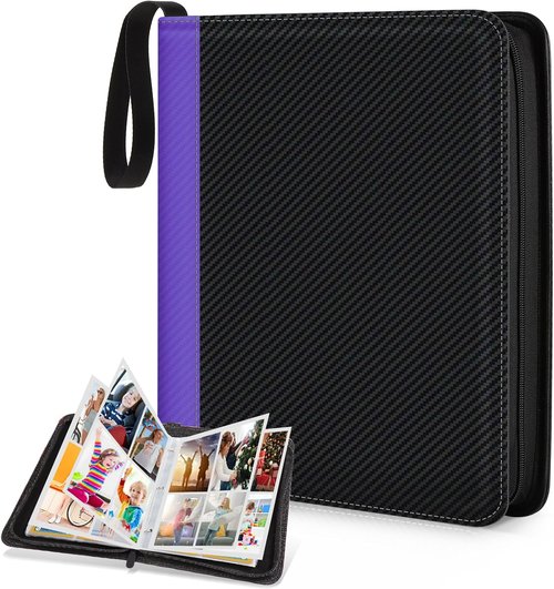 CLOKORIA Trading Card Binder - 440 Pocket Holder Case with 55 Sleeves for TCG & Sports Cards | Purple & Black