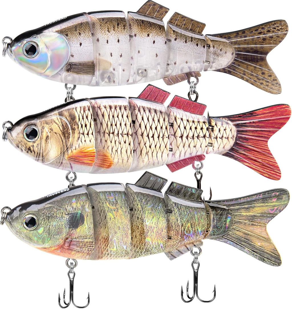 TRUSCEND Swimmax Fishing Lure - Wiggling, Vibrating, Rattling Design with BKK Hook | Heavy-Duty Dyneema Fiber Joint for Bass, Trout, Crappie