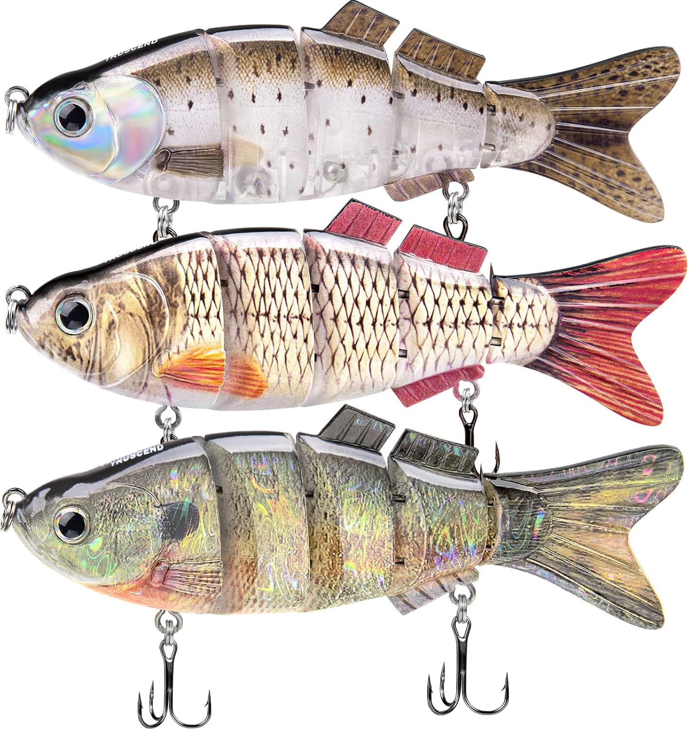 TRUSCEND Swimmax Fishing Lure - Wiggling, Vibrating, Rattling Design with BKK Hook | Heavy-Duty Dyneema Fiber Joint for Bass, Trout, Crappie