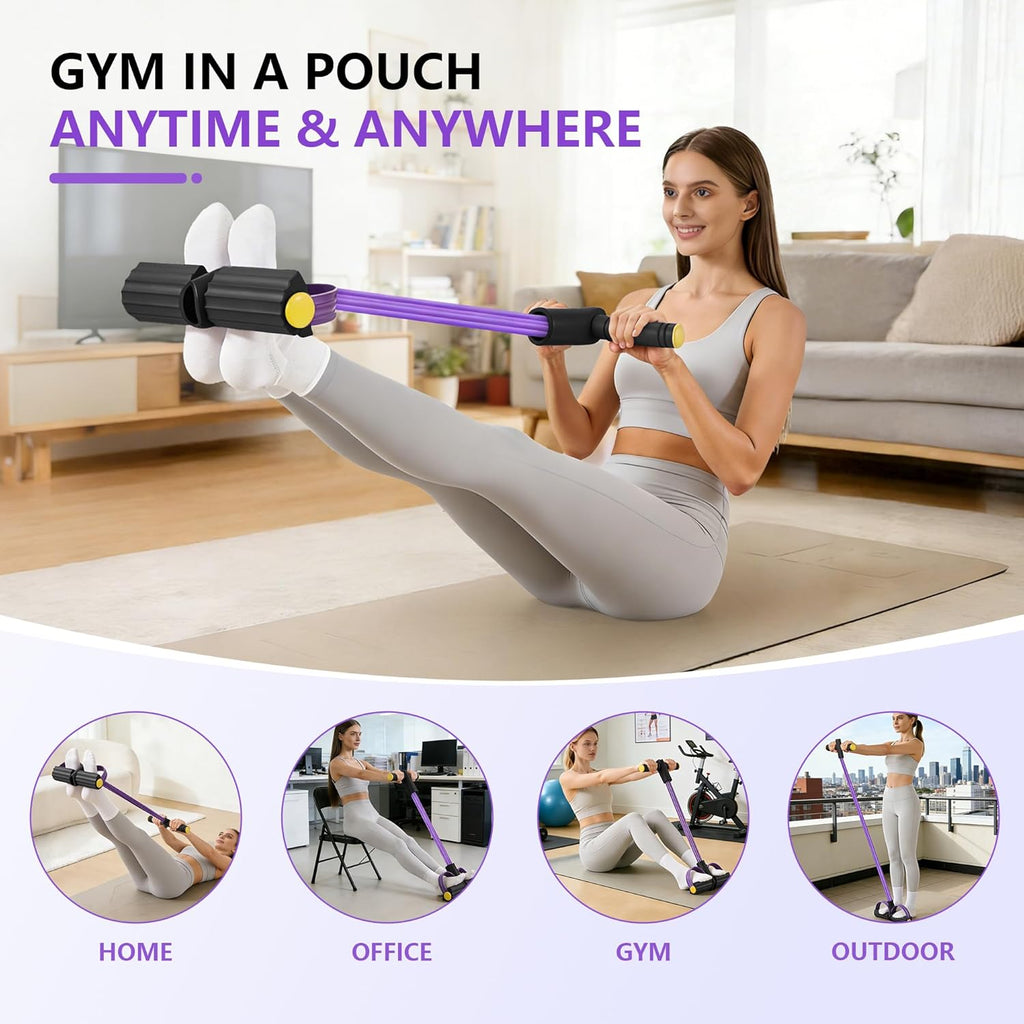Skiennix Upgraded Pedal Resistance Band - Durable Exercise Tool with 6 Tension Ropes for Core, Arms & Legs