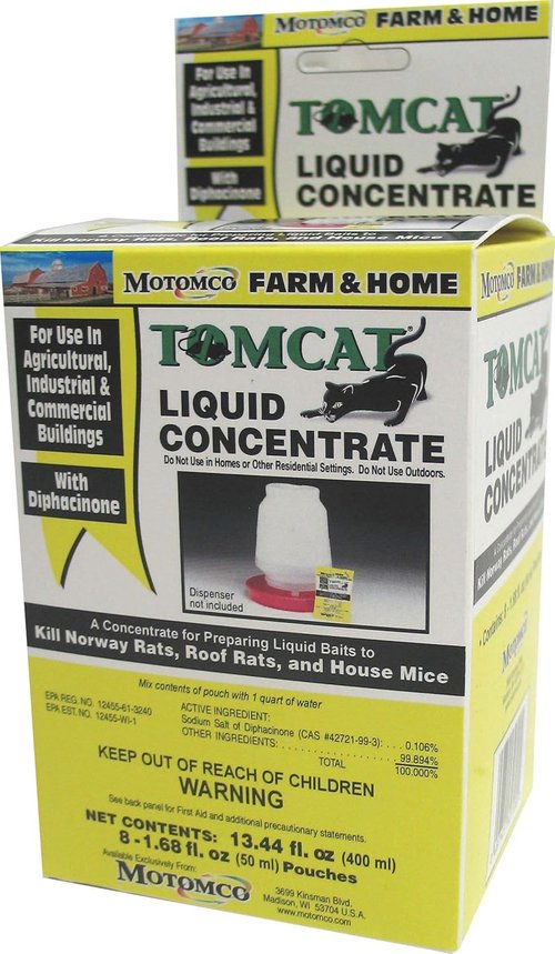 MOTOMCO Tomcat Mouse & Rat Liquid Bait - Concentrated Formula, 1.68 Oz | 8 Pack