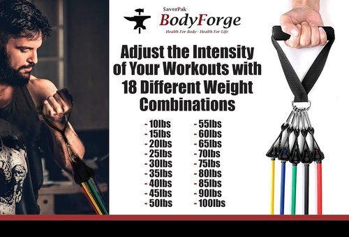 BodyForge Resistance Bands - Versatile Exercise Bands with Handles for Strength Training | Home Gym Equipment