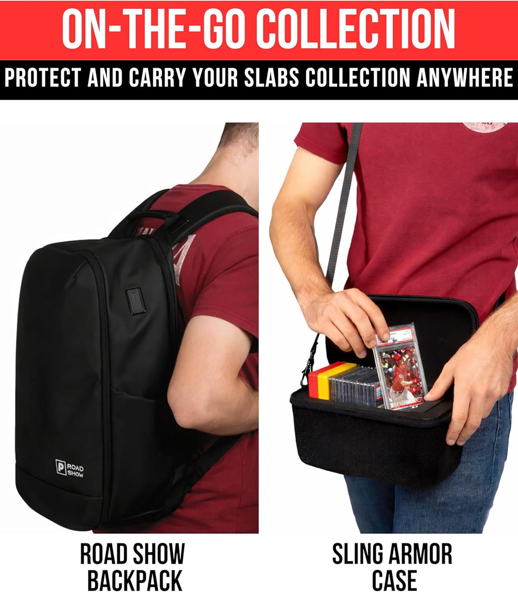 SLAB ARMOR Graded Card Storage Box - 4 Row Case Holds 160+ Slabs | Black with TSA Approved Lock