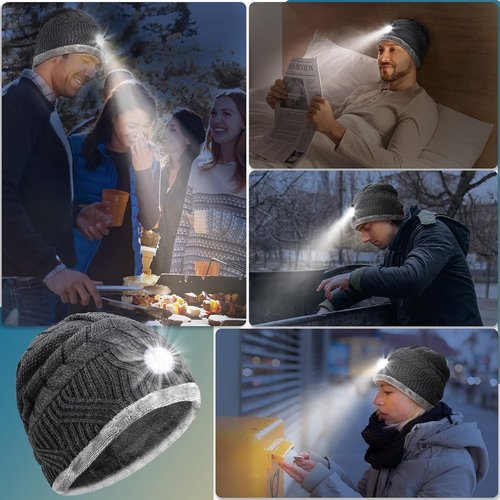 HIGHEVER LED Beanie Hat - Warm Winter Gift with Built-In Light for Men, Teens & Dads