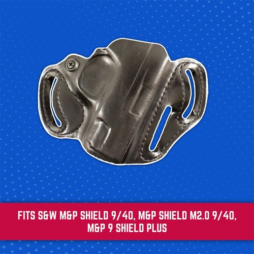 DeSantis Speed Scabbard Leather OWB Gun Holster - Belt Slide Gun Holster, Precise Molding, Compatible with S&W M&P Shield 9/40, M&P Shield M2.0 9/40, M&P 9 Shield Plus - Right Hand Draw, Black