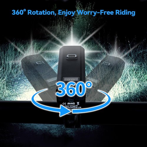 JowBeam Bike Light Set - 1200 Lumen Dual LED Headlight & Rear Light, 12+5 Modes, USB-C Rechargeable, IPX5 Waterproof - Ideal for Urban Commuting & Night Riding